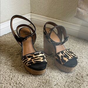 Franco Sarto Leopard Print Platform Heels